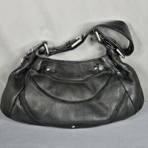 Kenneth Cole Handbag Womens Medium Black Leather Shoulder Bag Hobo Purse Zip